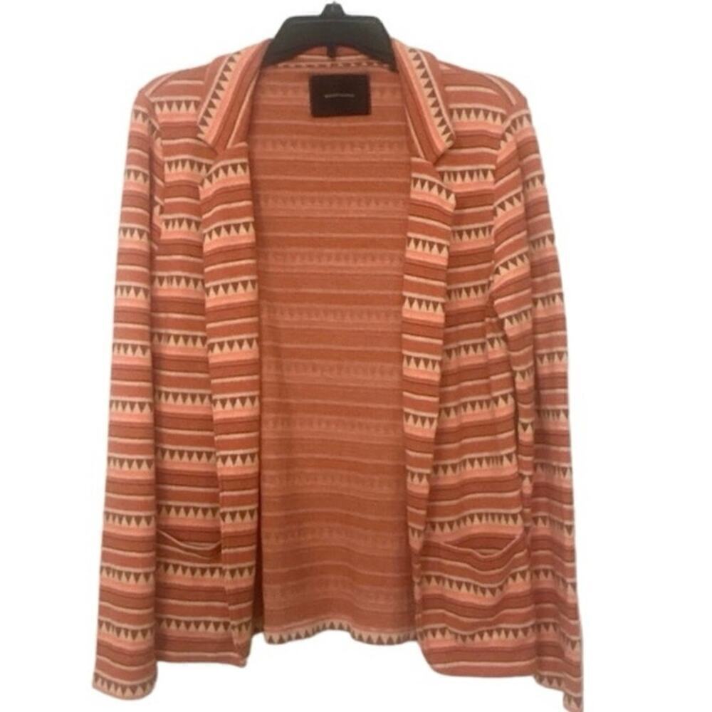 MAISON SCOTCH Scotch & Soda Coral Aztec Print Open Front Sweater Jacket 2 US 6